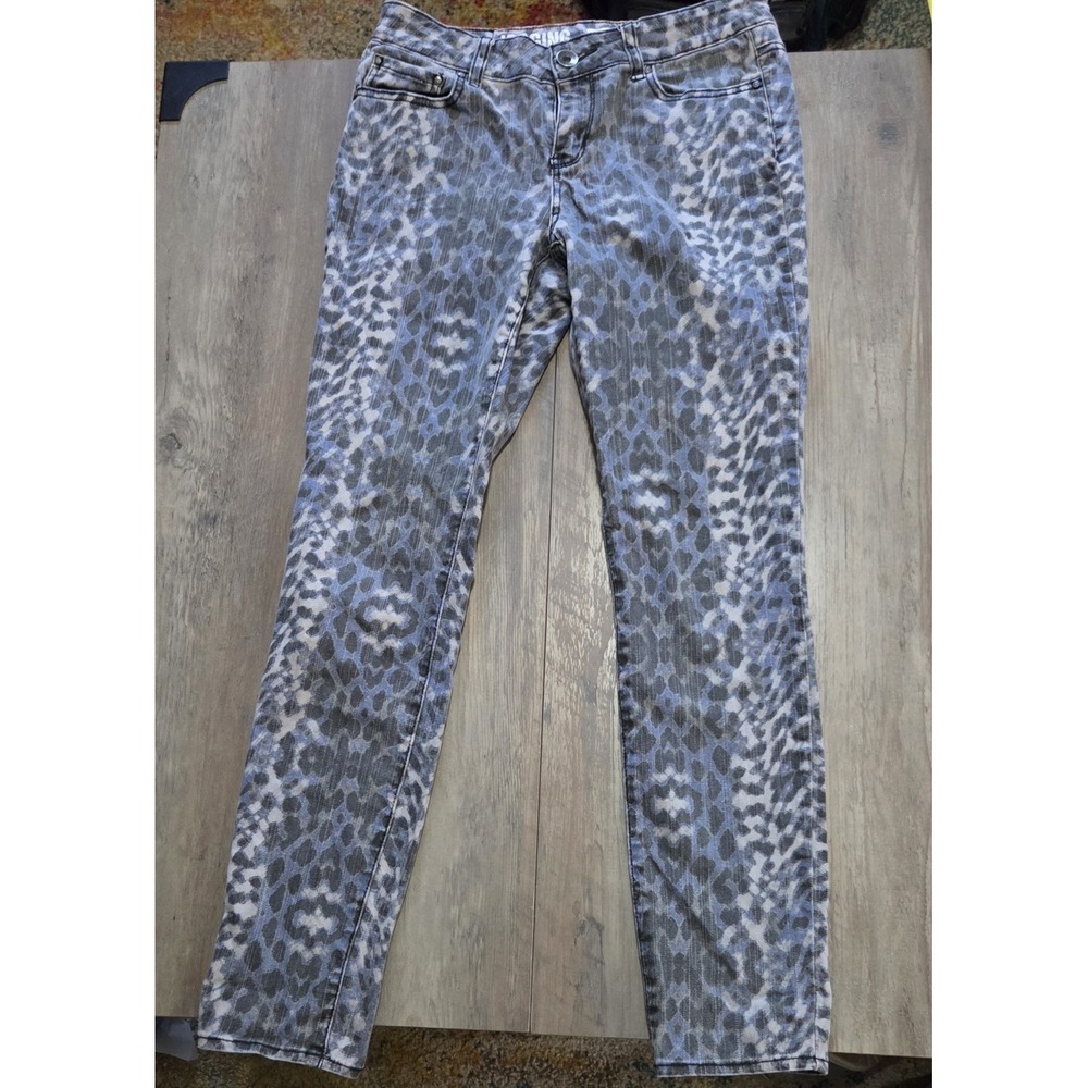 DKNY Jeans Gray & Blue Leopard Skinny Jeggings Women Sz 6
